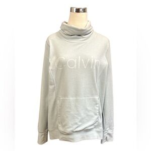 Calvin Klein Women's Roll Neck Baby Blue Performance Fleece Shirt  Size Medium